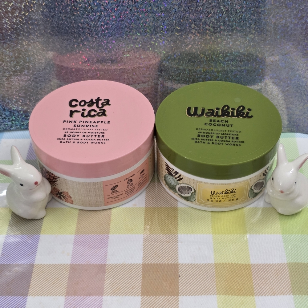 Bath Body Works Pink Pineapple Sunrise & Waikiki Beach Coconut Body Butter Set - Picture 2 of 7